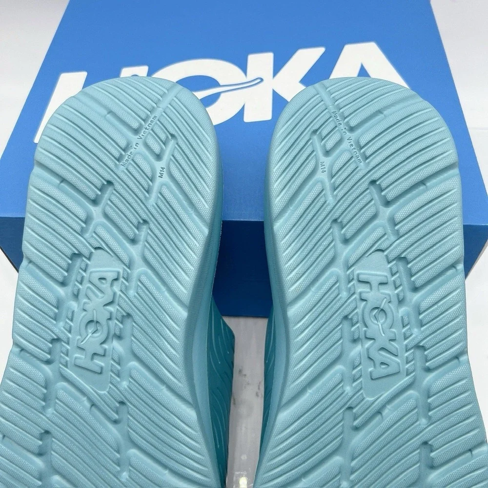 Hoka One One Ora Luxe - Ocean Mist/ Citrus Glow Recovery Slides Mens US 14